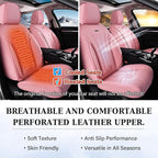 Coverado Seat Covers for Cars, Leather Car Seat Covers Full Set, Pink Waterproof Seat Covers, Luxury Car Seat Protector, Front and Back Car Seat Cushions Universal Fit for Most Sedans, Trucks, SUV