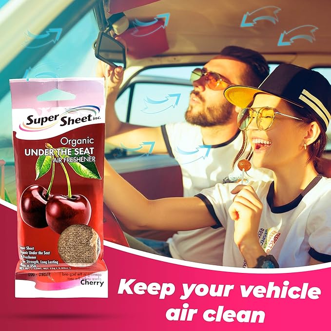 Super Sheet, Organic Under the Seat Car Air Freshener, Long Lasting Fragrance (Cherry, 6 Packs)