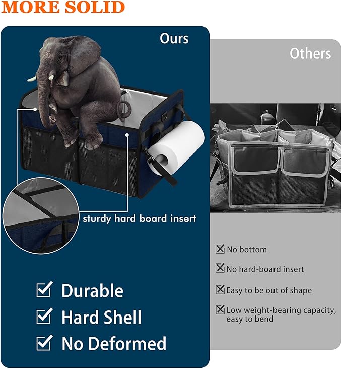 WOMACO Grill BBQ Caddy with Cooler Bag and Paper Towel Holder, Picnic Organizer for Utensil, Plate, Condiment, Griddle Caddy for Outdoor, Camper, Travel, Car, RV Must Haves (Dark Blue)