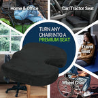 Gel Seat Cushion for Car Office - Memory Foam Pain Relief Chair Pillow Cushions - Tailbone Sciatica Coccyx Butt Lumbar Support Pad for Sitting Driving Traveling, Velvet, Black