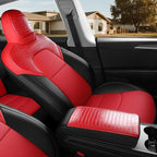 for Tesla Model Y Seat Cover 2020 2021 2022 2023 2024 (5-Seater Only) Customized Fit Car Seat Cover Interior Protectors (Crocodile Skin Red+Black)