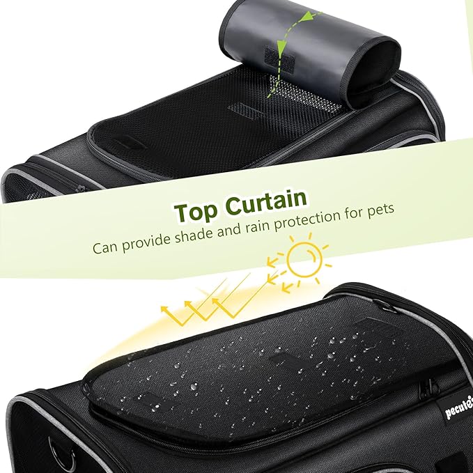 Pecute Cat Carrier Expandable, Extra Large Pet Carrier Bag, Foldable Cat Carrier Bag with Breathable Mesh, Pet Carrier Transport Bag for Dogs and Cats, with Shoulder Strap and Pet Bowl, Black