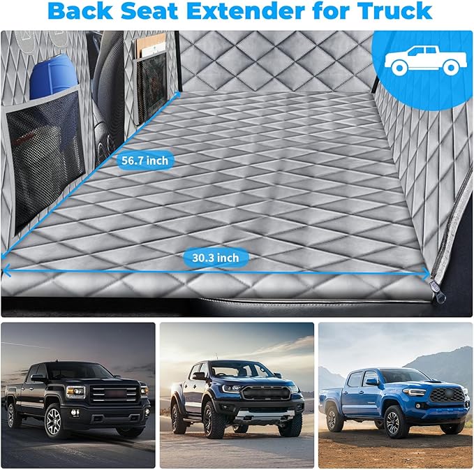 URPOWER 2026 Upgraded Back Seat Extender for Dogs - Large Hard Bottom Dog Car Seat Cover Holds 550lbs, Waterproof Dog Hammock Pet Bed with High-Density Foam Non-Slip Backseat Protector