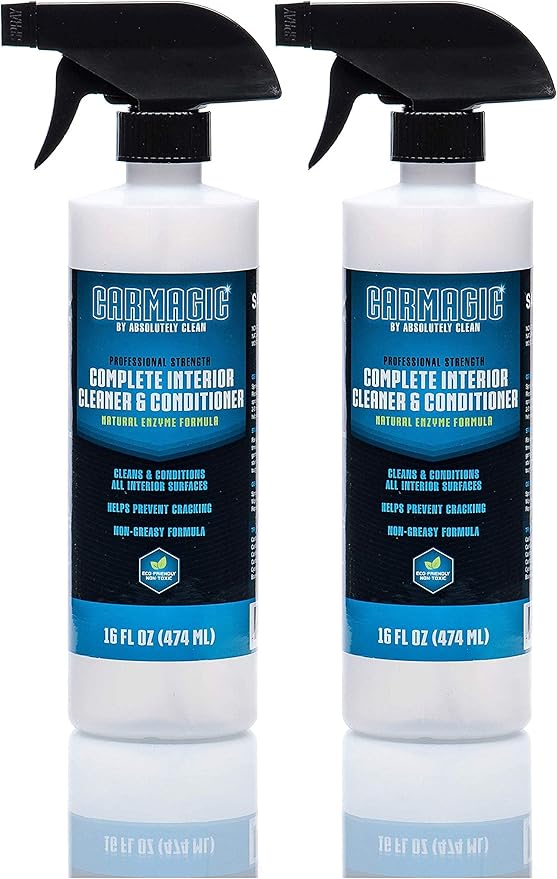 Absolutely Clean Car Magic Complete Interior Cleaner and Conditioner - Multi-Purpose Car Interior Cleaner | Leather, Rubber, Vinyl & Wood | Non-Greasy Formula (16oz Spray Bottle 2Pack (Save 25%))
