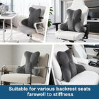Lumbar Support Pillow (Pat. Pend) for Office Chair, Couch, Recliner & Car Seat, Ergonomic Back Support for Lower Back Comfort, with Adjustable Strap to Stay in Place, Steel Gray
