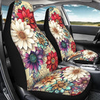 BIGCARJOB Blossom Lotus Car Seat Covers Set for Front Only Boho Lotus Print Car Interior Accessories Cute Seat Protector for Cars Saddle Blanket,Fit Most Vehicle,Cars,Sedan
