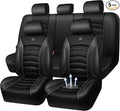 CAR PASS Comfortable 3D Foam Mesh Leather Car Seat Covers Full Sets, Air Cool Mesh Breathable Seat Covers for Car, Universal 5 Seats Fit for SUV Truck Sedan Automotive, Airbag Compatible,Black Gray