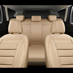 CAR PASS Leather Seat Covers Full Set Universal Water Resistant 3D Foam Back Support, Luxury Comfort Automotive 5 Seat Covers All Season Fit for SUV,Sedan,Van, Airbag Compatible Elegance (Beige)
