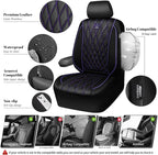 CAR PASS Piping Luxury Faux Leather Two Front Car Seat Covers, Waterproof Anti Slip Premium Automotive Seat Covers,Universal Fit for Suvs,Vans,Trucks, Armrest Airbag Compatible (Black and Purple)