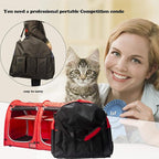 Mispace Portable Twin Compartment Show House Cat Cage/Condo - Easy to Fold & Carry Kennel - Comfy Puppy Home & Dog Travel Crate with Portable Carry Bag/Two Hammocks/Mats and Collapsible Litter Box