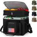 Maelstrom Lunch Box, 23L Insulated Lunch Bag, Expandable Double Deck Cooler Bag, Lightweight Leakproof Tote Bag With Side Tissue Pocket, Suit For Men and Women (F Black with DIY Hook-and-Loop)