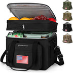 Maelstrom Lunch Box, 23L Insulated Lunch Bag, Expandable Double Deck Cooler Bag, Lightweight Leakproof Tote Bag With Side Tissue Pocket, Suit For Men and Women (F Black with DIY Hook-and-Loop)