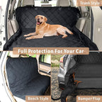F-color SUV Cargo Liner for Dogs - Waterproof Pet Cargo Liner, Comfort Dog Cargo Cover with Bumper Flap Protector, Scratchproof Non-Slip Mat for Standard SUVs Sedans, 55 x 81 Inch, Black