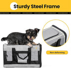 Cat Carrier Airline Approved, Soft-Sided Dog Carrier with Inner Safety Leash, Pet Transport Carrier for Small-Medium Cats Puppies up to 15 Lbs, Collapsible Travel Kitten Carrier Bag -Gray M