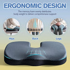 Mureon Seat Cushion for Office Chairs, Large Memory Foam Cushion for Car, Pressure Relief Ergonomic Chair Cushion with Non-Slip Cover for Soft Support for Hip All Day Comfort - Navy