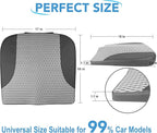 Car Seat Cushion, Comfortable Memory Foam Seat Pillow for Driving, Sciatica-Back Pain Relief, Cushion for Car-Truck, Office, Wheelchair - Black&Gray