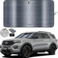Autoamerics 1-Piece Windshield Sun Shade - Metallic Gray Foldable Car Front Window Sunshade for Most Cars SUV Truck Heat Blocker Visor Protector Blocks Max UV Rays and Keeps Your Vehicle Cool - Medium