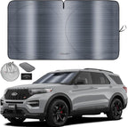 Autoamerics 1-Piece Windshield Sun Shade - Metallic Gray Foldable Car Front Window Sunshade for Most Cars SUV Truck Heat Blocker Visor Protector Blocks Max UV Rays and Keeps Your Vehicle Cool - Medium