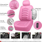 CAR PASS 3D Foam PU Leather Pink Car Seat Covers, Universal Seat Covers Front 2 for Trucks SUV Sedan Automotive Seat Covers Armrest Airbag Compatible Waterproof Comfortable Faux Nappa Leather All Pink