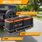 20 CuFt Waterproof Cargo Bag for Hitch Carrier | 60"x20"x29" Trailer Hitch Cargo Carrier | Weatherproof Truck Bed Storage with Straps, Lock & Carry Case | PVC Vehicle Soft-Shell Carriers