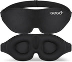 GEGO Premium Travel Kit, Sleep Mask 3D Contoured Eye with Soft Memory Foam, Luggage Tag Waterproof Resistant and Strap with Lock for Luggage TSA Approved (Sleep Mask Black/Luggage Tag Black)