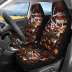 KEIAHUAN American Flag Deer Car Seat Covers for SUV/Sedan/Truck/Van Universal Fit Front and Rear Split Bench Seat Cover Set Soft and Stretchy Auto Interior Accessories Decoration