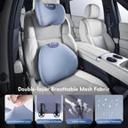 FLORICH Lumbar Support Pillow and Neck Pillow for Office Chair Car, Ergonomic Memory Foam Back Support for Office Gaming Chair Driving Seat Wheelchair, Relieves Neck, Back & Sciatica Pain – Blue