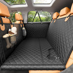 REEVAA Dog Car Seat Cover for Back Seat, Hard Bottom Dog Hammock, Pet Bed Extender for 2-4 Large/Medium Dogs, Waterproof Seat Protector, Universal L Size Fits for Car/SUV, Black+Orange