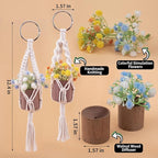 2pcs Plant Flower Car Hanging Air Freshener Accessories with Wooden Essential Oil Diffuser Cute Car Rear View Mirror Hanging Accessories for Home Office Decor