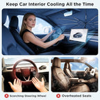 2026 Upgraded Windshield Sun Shade Umbrella [7-Layer Vinyl Coating Heat Shield] Foldable Front Window Sunshade Umbrella Flexible Handle Protect Interior from UV Keep Car Cooler (61" x 34.5")