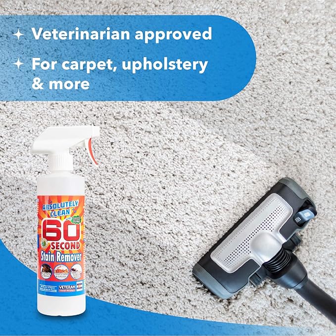 Absolutely Clean Amazing 60 Second Stain Remover - Powerful, Natural Enzymes Remove Food, Grease, Pet Stains & More, Fast & Easy - Fragrance Free - Eco Friendly - USA Made (16oz Pack of 1)