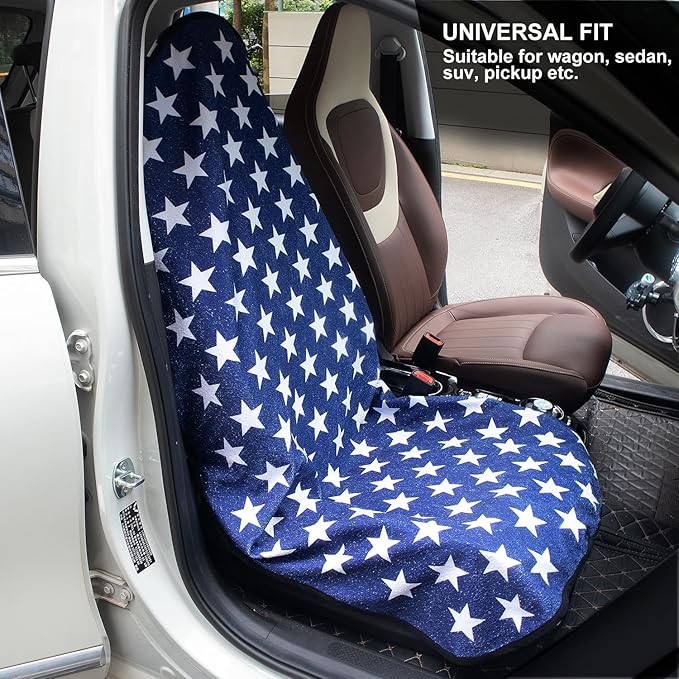 Waterproof Sweating Car Seat Cover for Post Gym Workout, Running, Swimming, Beach and Hiking, Universal Fit Non-Slip Bucket Seat Protector for Cars SUV Trucks, Machine Washable (Star)