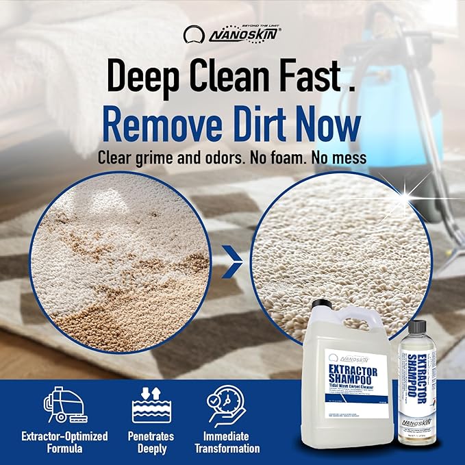 Nanoskin EXTRACTOR SHAMPOO Low Foaming Carpet Cleaner 55 Gallons - Machine Use Upholstery Cleaner, Stain Remover & Odor Eliminator on Rug Car Upholstery Carpets | For Automotive, Home, Office & More