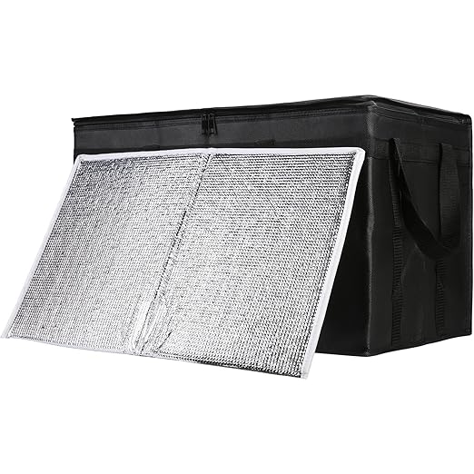 CIVJET 1-Pack Insulated Food Delivery Bag with Hard Bottom, XXX-Large Commercial Food Warmers for Delivery Drivers, Insulated Reusable Grocery Cooler/Hot Bags, Tote Bag for Shopping/Travel, Black