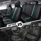 CAR PASS 3D Foam Mesh Leather Car Seat Covers Full Set, Breathable Premium Leather Seat Covers for Car,Anti Slip Universal Fit for Trucks Cars Sedans Vans SUVs, Airbag Compatible, Black Mint