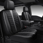 CAR PASS 3D Air Mesh Seat Covers for Car, Leather Car Seat Cover Front Seats, Breathable Foam Premium Leather Mesh Front Seat Covers Universal Fit for Cars Sedans Trucks Vans SUVs, Black Gray
