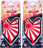 2 Pack Wakaba Young Leaf YLWP93 Japan Tree Frog Peach Scents JDM Air Freshener, White Peach