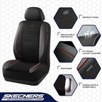 Skechers Air-Cooled Memory Foam Seat Covers,Mesh Thick Car Seat Covers,Piping Leather Car Seat Cover Full Set,Airbag Compatible,Automotive Comfort Universal Fit Most Cars,Vans,Trucks,SUV,Red