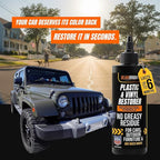 BEAM BRIGHT Plastic Trim Restorer – Dry, Non-Greasy for a True Natural Black Trim Finish for Severely Faded Car Trim & Vinyl. Long-Lasting UV Protection for Exterior & Interior Plastic – 8 oz