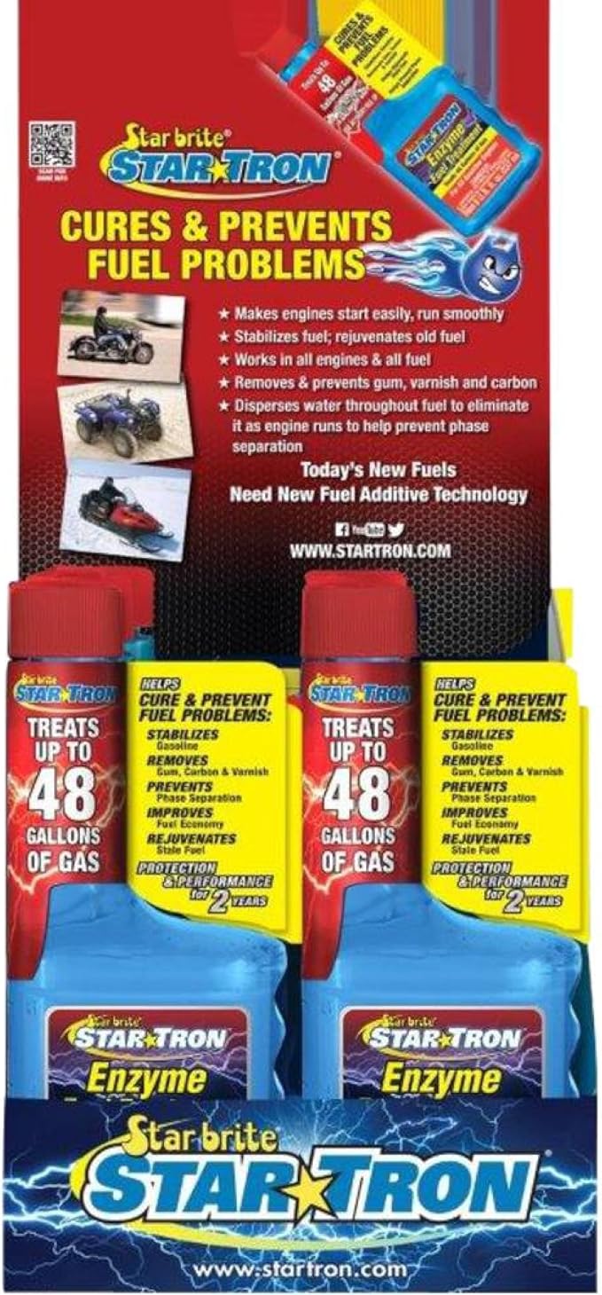 Rareelectrical Star Tron Enzyme Fuel Treatment 6X 8 Oz Bottles Counter Display Gas Additive Compatible With All Gasoline Engines Chainsaws Lawn Mowers Generators Boats Motorcycles Atvs Ethanol