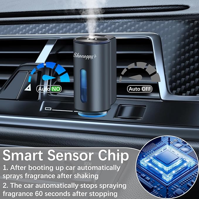 Car Air Freshener Diffuser,Smart Car Aroma Diffuser Air Freshener Spray Automatic with 10PCS Cologne Aromatherapy Oil (Grey)