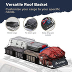 ARKSEN 84"x23"x6" Roof Rack Skinny Cargo Carrier with Basket, Net & Ratchet Straps Heavy Duty Weather Resistant Top Mount Cargo Rack, Luggage & Camping Gear Storage for Car, Truck or SUV Transport