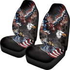 ELEQIN Car Front Seat Covers, Eagle America Flag Universal Seat Protector, Full Cover Fit Most Truck, SUV, Van Interior Decor