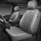 CAR PASS Bling Diamond Gray Leather Car Seat Covers Full Sets Interior Sets, Waterproof Shining Glitter Sparkly Crystal Universal Armrest Fit for Automotive Truck SUV Cute Women Girl, Gray Rhinestone
