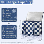 Checkered Insulated Grocery Bags 2 Pack, Checkerboard Cooler Shopping Bags for Groceries, Insulated Bags for Food Delivery