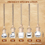 50Pcs 8ml&6ml Hanging Car Air Freshener Diffuser Empty Clear Glass Essential Diffuser Oil Aromatherapy Fragrance Perfume Pendant Glass Vials with Wooden Caps Car Diffuser Air Freshener