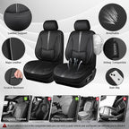 CAR PASS Nappa Leather Seat Covers Front, 3D Foam Support Water Resistant Faux PU Gray Leather Car Seat Covers 2 Pcs, Comfort & Universal Fit for Cars SUV Truck Most Vehicles (Black and Gray)