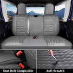 Coverado JK Seat Covers 4 Door Fullset for Jeep Wrangler, Waterproof Leather Car Seat Protector for Truck Automotive Seat Custions Custom Fit for 2013-2017 Jeep Wrangler Full Coverage(Gray)