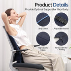 Lumbar Support Pillow for Office Chair, Back Support Pillow with Memory Foam, Relieves Back Pain, Removable Washable Cover & Adjustable Strap, for Car/Gaming Chair,Gift-Navy Blue