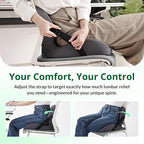 One-Piece Memory Foam Seat & Back Cushion - Lumbar Support, Adjustable Strap, Non-Slip Bottom - Breathable Removable Cover for Office Chair, Car, Truck (Grey)